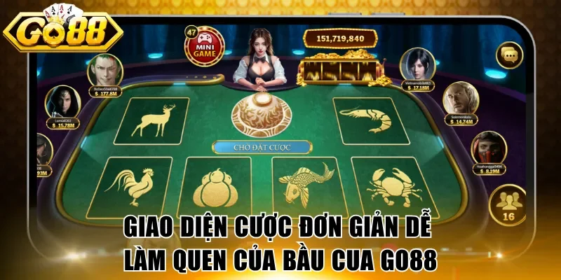 Giao diện cược đơn giản dễ làm quen của Bầu Cua GO88